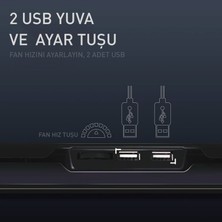 Gamebooster 15.6" GB-NS04 Wind Fan Hız Ayarlı, Yükseklik Kademeli, Mavi LED Aydınlatmalı, 2x USB Hub Portlu Notebook Soğutucu