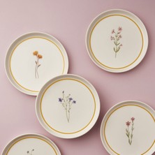 Güral Porselen Bilbao İris Pasta Tabağı Seti 6 Parça Bone Porselen 21 cm Modern Desenli