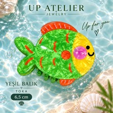Up Atelier Sedefli Yeşil Balık Kemik Toka 6,5cm