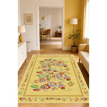 Decomia Home Dijital Kaymaz Yıkanabilir Renkli Çiçek Desenli Salon Halısı Mutfak Halısı Koridor Halısı Yolluk