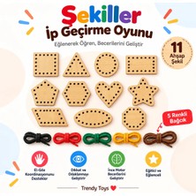 Trendy Toys Eğitici Ahşap Şekiller Ip Geçirme Montessori El Kası Geliştirme