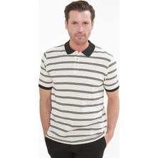 İntersivin Erkek Polo Yaka Çizgili Örme T-Shirt Kısa Kollu Standart Kalıp SD-09