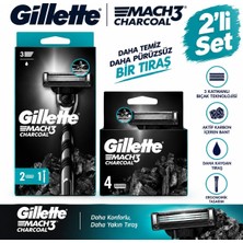 Gillette Mach3 Charcoal 2'li Set 1 Sap + 6 Yedek Bıçak