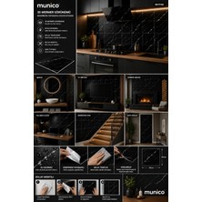 Munico 200 Adet 30 cm Siyah Banyo Mutfak Yer Döşeme 30X30 Fayans Gerçekçi Mermer Kaplaması Kaliteli Şık Pro