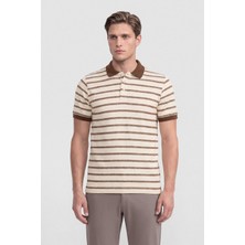 İntersivin Erkek Çizgili Polo Yaka Kısa Kollu Dokulu Örme T-Shirt SD-08