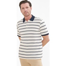 İntersivin Erkek Polo Yaka Çizgili Örme T-Shirt Kısa Kollu Standart Kalıp SD-09