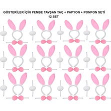 Zero Land Shophnrl Pembe Tavşan Kostüm Seti – Taç, Papyon, Ponpon (12’li Paket)