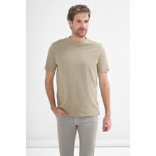 İntersivin Erkek Bisiklet Yaka Dokulu Çizgili Kısa Kollu Pamuk Karışımlı T-Shirt BRŞ-03
