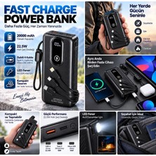 Jolita Samsung Galaxy Z Flip 4 Uyumlu 20000 Mah Powerbank 22.5W Hızlı Şarj 4 Dahili Kablolu LED Fenerli Dijital Göstergeli