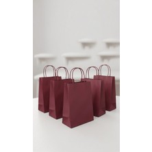 Aybaş Kağıtçılık 1. Kalite 15X8X20 Cm(10 Adet) Bordo Kağıt Çanta, Hediye Poşeti, Kına, Düğün, Nişan, Doğum Günü Çantası
