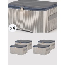 Empressco 4 Adet Küçük Boy Antrasit Çizgili Baza Altı Valiz Düzenleyici Organizer Seyahat Hurcu 30X20X15 cm