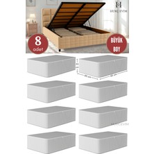 Empressco 8 Adet - Antrasit Çizgili Büyük Boy Hurç Seti - Baza Altı ve Çekyat Tipi Organizer - 65 x 45 x 22 cm