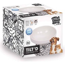 TeknoKapsül Urban Style Seramik Kedi Mama ve Su Kabı Siyah Beyaz 250 ml 12X12,5X9,5 cm