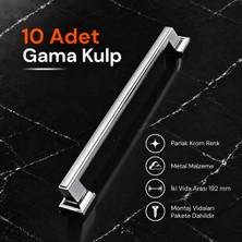 Badem10 10 Adet Gama 192 mm Krom Kulp Metal Mutfak Dolabı Mobilya Çekmece Dolap Kulpları Kapak Kulbu Kulpu
