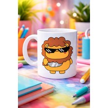Bezos Havalı Aslan Figürlü Porselen Kupa Model 94 – Eğlenceli Tasarım Ofis & Ev Için Özel Kupa