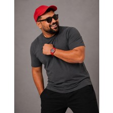 Annex Yuvarlak Yaka Erkek Battal Düz Renk Pamuklu Basic Tshirt