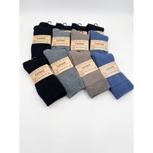 Leroni Organik Pamuk Erkek Kışlık Çorap; Dikişsiz/ Soft Yıkamalı; Asorti 12'lı Paket; 40-45