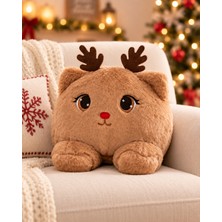 Toha 25 cm Ren Geyiği Peluş Yastık Oturan Yılbaşı Dekoratif Oyuncak Noel Christmas Temalı
