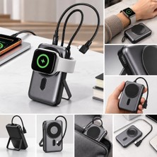 Jolita Samsung Galaxy S24 Ultra Uyumlu 3’ü 1 Arada Manyetik Kablosuz Şarjlı Powerbank – Akıllı Saat Şarjı, Dahili Type-C Kablo ve Stand Özellikli