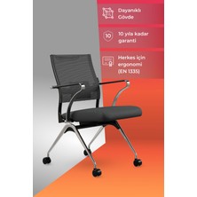 Metta Ergolife Sit Air 24/7 M4-281K - Fileli, Krom, Tekerlekli, Toplantı, Ofis, Bekleme Sandalyesi - 697.5D.1.662