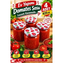 Evim 365 425CC Desen Kapaklı 4'lü Konserve Kavanoz
