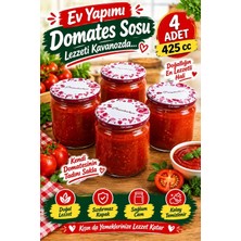 Evim 365 425CC Desen Kapaklı 4'lü Konserve Kavanoz