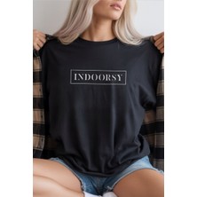 Unisex Oversize 24/1  Süprem Kumaş Penye Baskılı Tişört Pamuklu Ribanalı Bisiklet Yaka Kısa Kollu