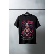 Unisex Oversize 24/1 Penye Dtf Baskılı Tişört - DTF144