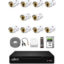 Uptech Full Hd 10 Kameralı Gece Renkli Görüş Su Geçirmez Güvenlik Kamera Seti 500 GB HDD 2239