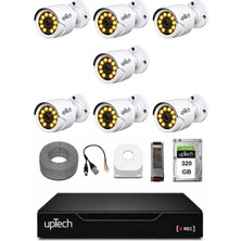 Uptech Full Hd 7 Kameralı Gece Renkli Görüş Su Geçirmez Güvenlik Kamera Seti 320 GB HDD 2239