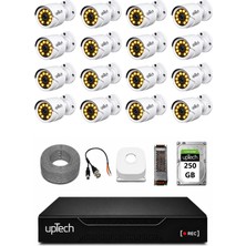 Uptech Full Hd 16 Kameralı Gece Renkli Görüş Su Geçirmez Güvenlik Kamera Seti 250 GB HDD 2239