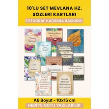 10'lu Mevlana Hz. Sözleri Motto Kart Seti - FOTOĞRAF KAĞIDINA CANLI BASKI - A6 Düşünce ve Gönül Dünyası İlham Kartları