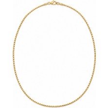 Brezza Lusso Jewelry Erkek Geçmeli Düz Sıra Venedik Sarı Zincir Kolye 2 mm 65 cm