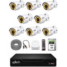 Uptech Full Hd 8 Kameralı Gece Renkli Görüş Su Geçirmez Güvenlik Kamera Seti 1 Tb HDD 2239
