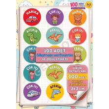 Genç Box Öğretmen Motivasyon ve Ödül Etiketi 3x3 cm 100 Adet | Karışık Ödül Sticker Seti | Anaokulu ve Ilkokul Için Renkli