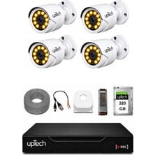 Uptech Full Hd 4 Kameralı Gece Renkli Görüş Su Geçirmez Güvenlik Kamera Seti 320GB HDD 2239