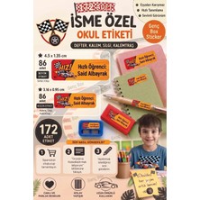 Genç Box Hızlı Araba Temalı Öğrenci Özel Isimli Etiket- Okul Kalem ve Defter Etiketi Sticker Seti