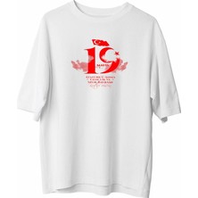 19 Mayıs Atatürk Temalı Gençlik ve Spor Bayramı Bisiklet Yaka T-Shirt - Beyaz