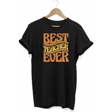 24 Kasım Öğretmenler Günü Hediye Baskılı Oversize Bisiklet Yaka T-Shirt - Siyah