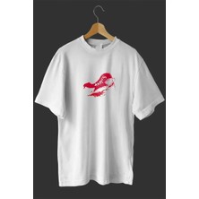 1 Mayıs Emekçiler Günü Baskılı Oversize Bisiklet Yaka T-Shirt - Beyaz