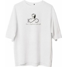 Erkek Baskılı T-Shirt Kısa Kol Bisiklet Yaka Regular Fit Rahat Kalıp Günlük Tişört - Beyaz