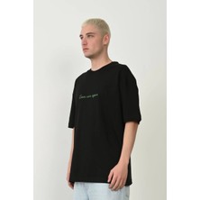 Erkek Baskılı T-Shirt Kısa Kol Bisiklet Yaka Rahat Kalıp Tişört  - Siyah