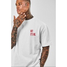 Erkek Baskılı T-Shirt Kısa Kol Bisiklet Yaka Regular Fit Rahat Kalıp Tişört - Beyaz