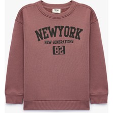 Koton Şardonlu Bisiklet Yaka Uzun Kollu Baskılı Oversize Sweatshirt