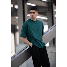 Erkek Düz T-Shirt Kısa Kol Bisiklet Yaka Regular Fit Rahat Kalıp Günlük Tişört - Haki