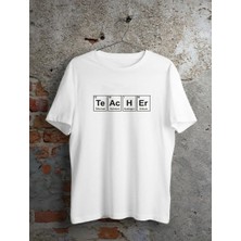 24 Kasım Kimya Öğretmeni Hediyesi Baskılı Bisiklet Yaka T-Shirt - Beyaz