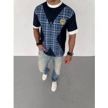 Erkek Bisiklet Yaka Baskılı Kısa Kol Oversize T-Shirt - Siyah