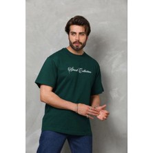 Erkek Baskılı T-Shirt Kısa Kol Bisiklet Yaka Regular Fit Tişört - Çağla Yeşili