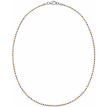 Brezza Lusso Jewelry Erkek Geçmeli Düz Sıra Venedik Sar- Beyaz Zincir Kolye 2 mm 65 cm