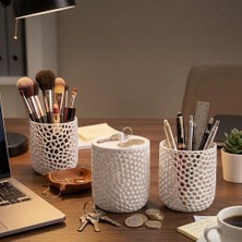 SPIRA3D Dekoratif Örgü Desenli Çok Amaçlı Düzenleyici 3'lü Set - Banyo ve Masa Üstü Organizer